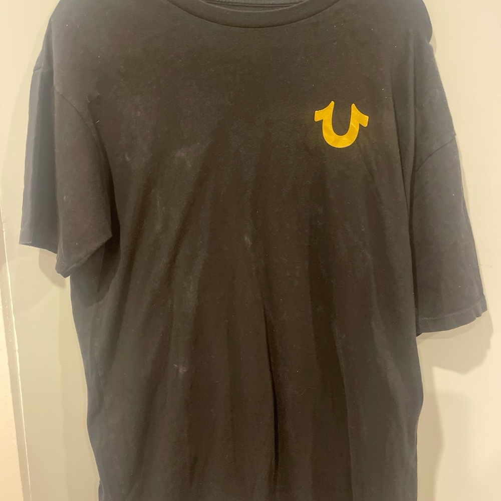 True Religion Black and Yellow Short Sleeve Tee